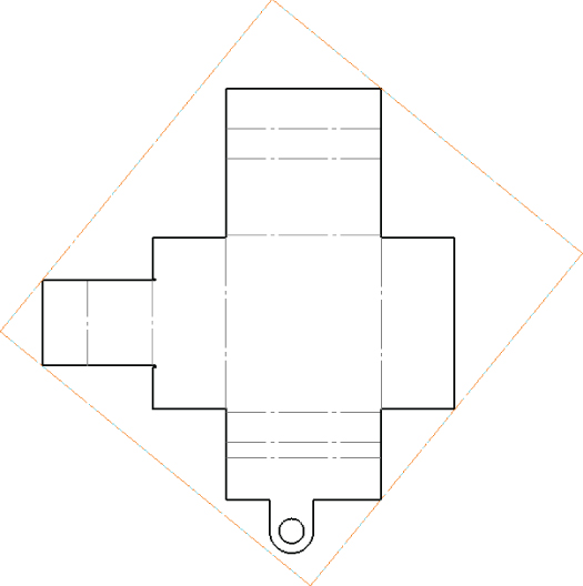 Illustration displaying the sheet metal flat pattern bounded in a box.