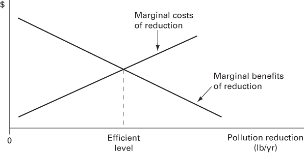 Graphical illustration of Marginal Costs and Benefits of Cleanup: The General Case.