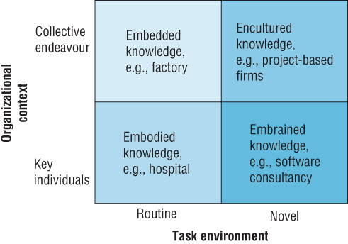 Schematic illustration presenting the task, organizational context, and knowledge types.