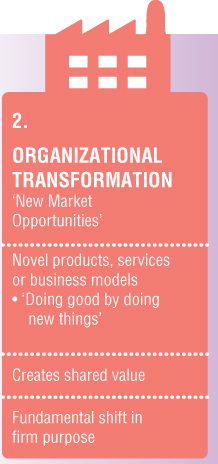 Schematic illustration of new market opportunities as an outcome of organizational transformation.