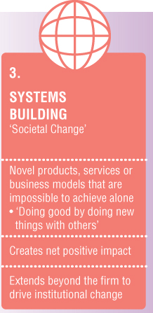 Schematic illustration of systems building, which is about changing the system, coevolving solutions with different stakeholders to create new and sustainable alternatives.