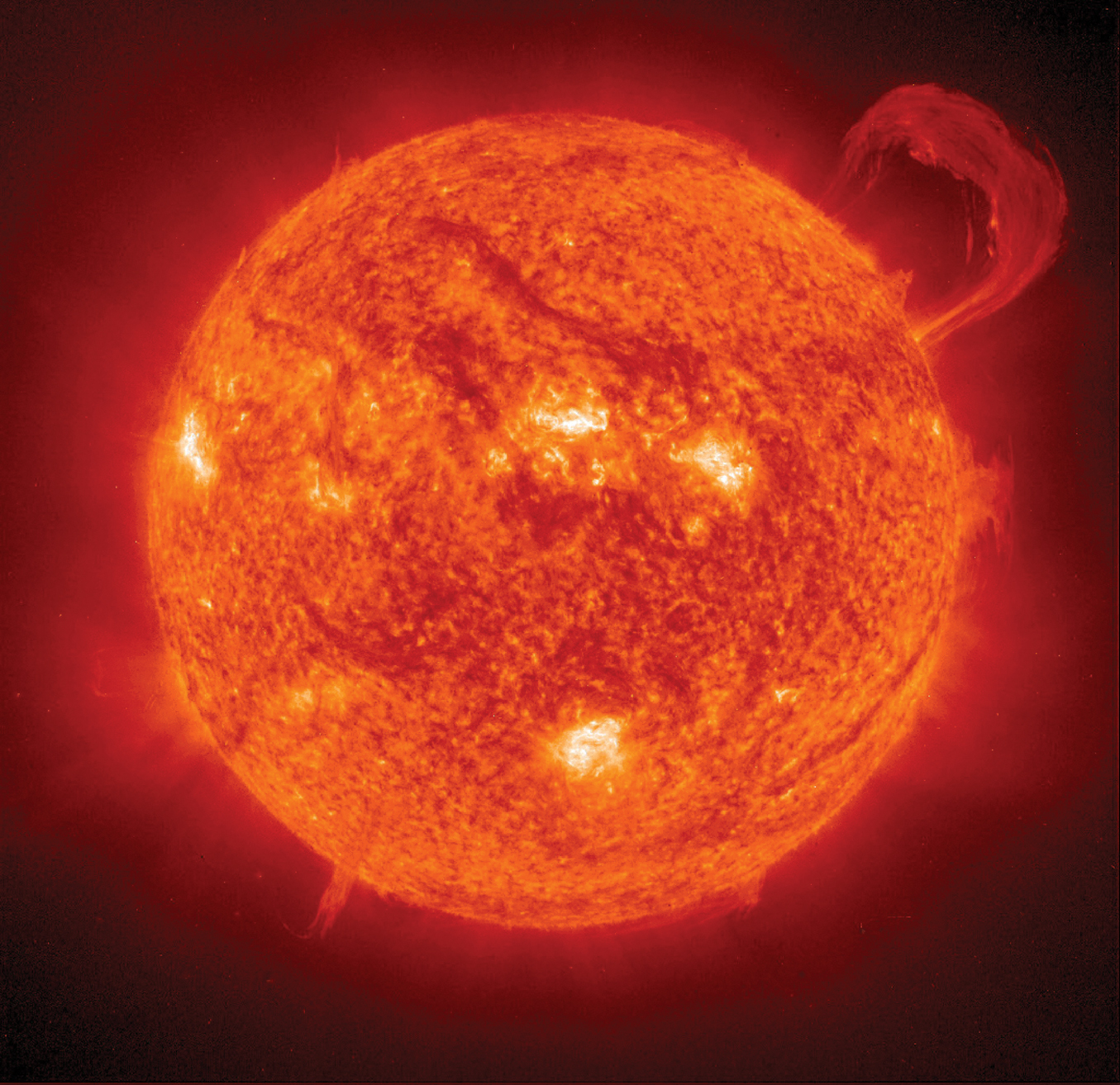 The illustration shows an image of the sun with solar flares coming out of it.  
