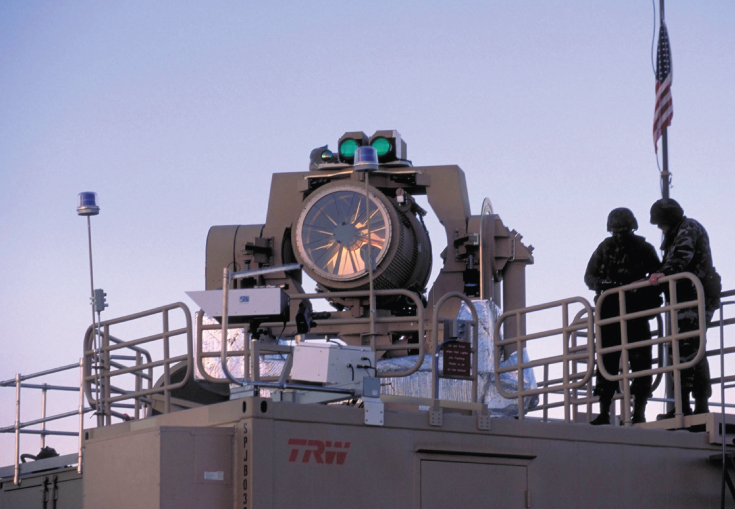 Photograph of Tactical High-Energy Laser, the world's first complete laser weapon comprised of heavy pieces of optics, mirrors, and other fragile components.