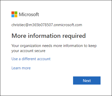 Screenshot of the Microsoft page displaying the end user login experience after the self-service password has been enabled.