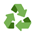 Digital capture of an emoji of Universal recycling with three bent arrows pointing to each other in a triangle.