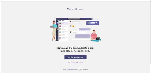 Screenshot of the Microsoft Teams page for downloading the Teams desktop app to a local computer.