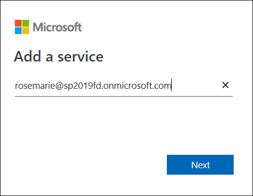 Screenshot of the Microsoft page for signing into the Office 365 account to add it as a cloud location.