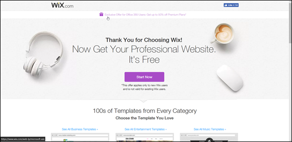 Screenshot of a professional website for getting started with a Wix-based public website by choosing a template that the user wants.