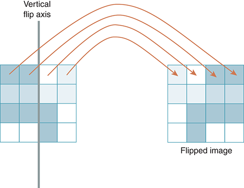 “A figure shows flipping an image on the vertical axis. “