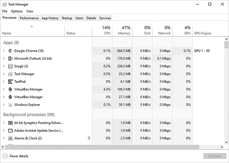 A screenshot of a windows task manager is shown.