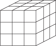 Schematic diagram of a Rubik’s Cube, to calculate how many of the cubes are on the surface of the cubic array.