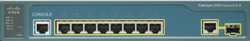 Image shows switched Ethernet ports can provide power to devices and example of switch that provides PoE to any PoE-capable device.