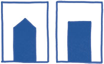 Image of shaded pentagonal and rectangular shapes.