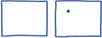 Image in which there are two rectangles side by side at the top. One is blank and one contains a dot.