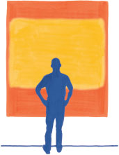 Image of the silhouette of a man standing against a bright background.