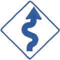Image of the “winding road ahead” road sign.