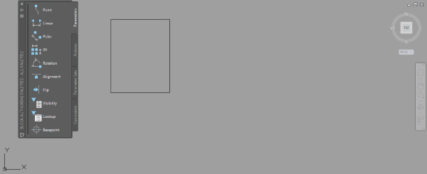 Snipped image of the Block Editor window with selected Block Authoring palette. To the right of the palette is an empty rectangle. 