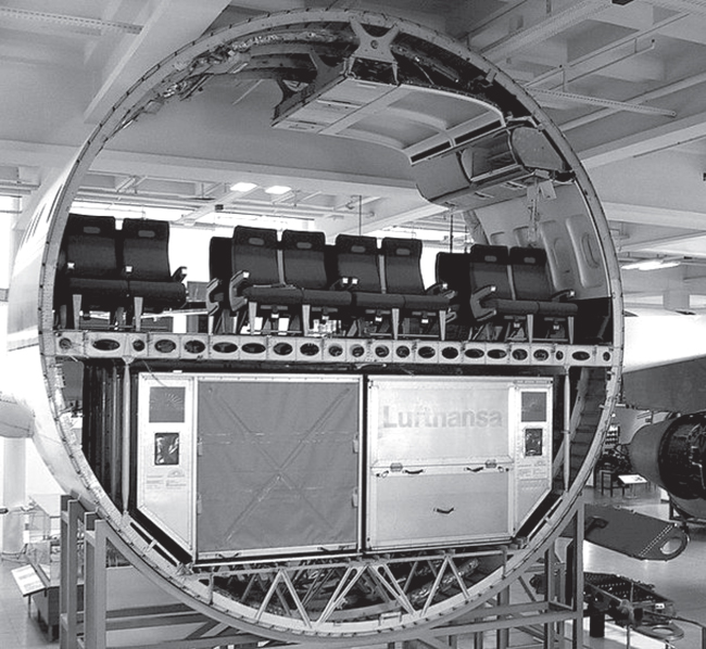 Photo of fuselage structure LD3 container in A300.