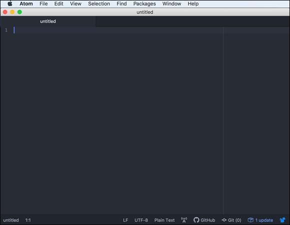 Screenshot displaying a blank page of the Atom application default view on Windows or Mac.