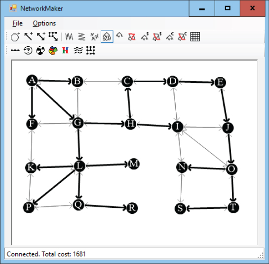 Screenshot of the sample program NetworkMaker that lets you build, save, and load test networks.