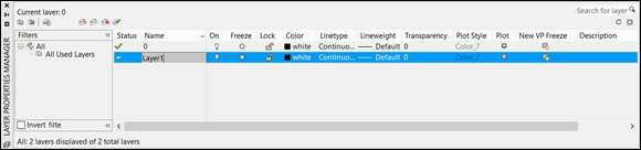 Screen capture depicting Layer Properties Manager palette with Layer1 palette.