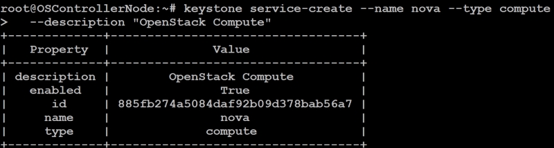 Creating the Nova service in Keystone