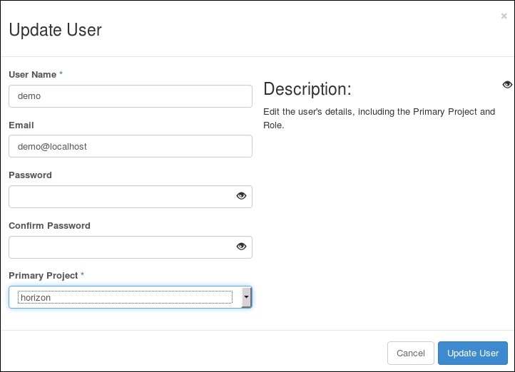 Updating user details and passwords