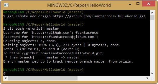 Pushing a local branch to a remote repository