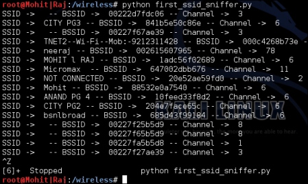 Wireless SSID finding and wireless traffic analysis by Python