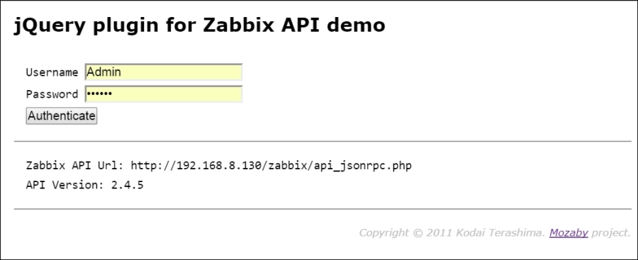 Exploring the Zabbix API with JQuery