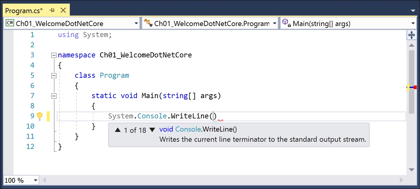 Coding with Visual Studio's editor