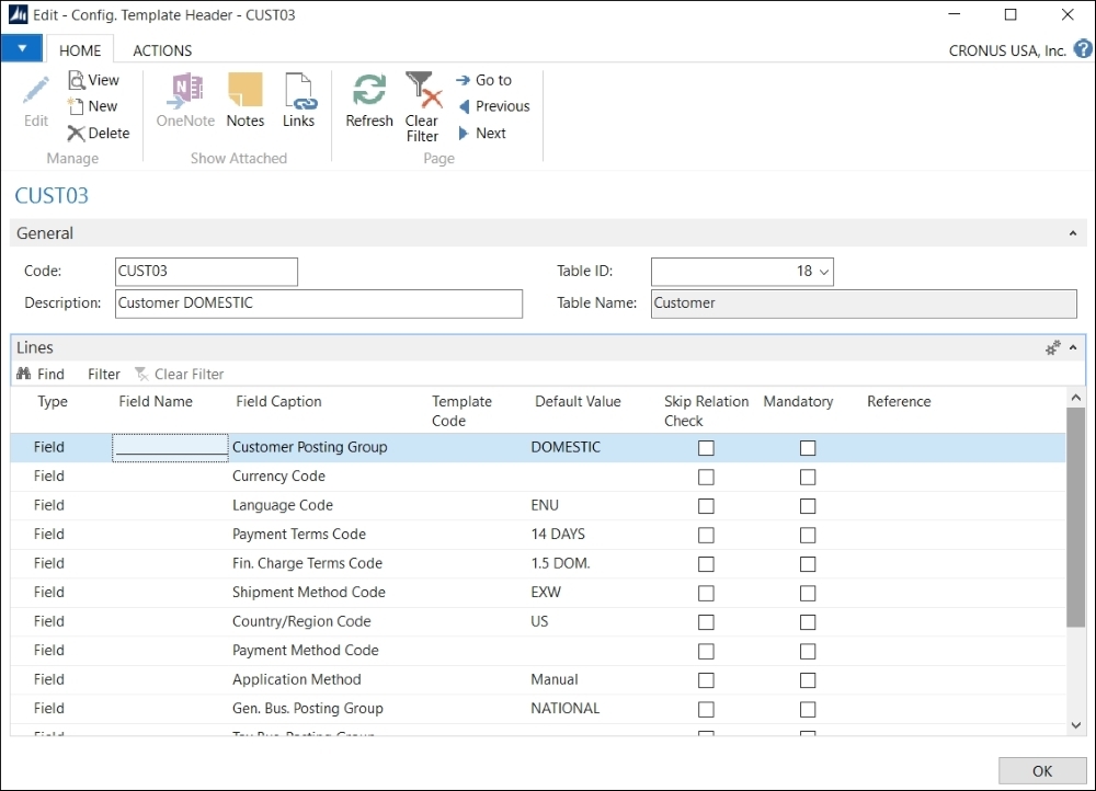 Creating a configuration template