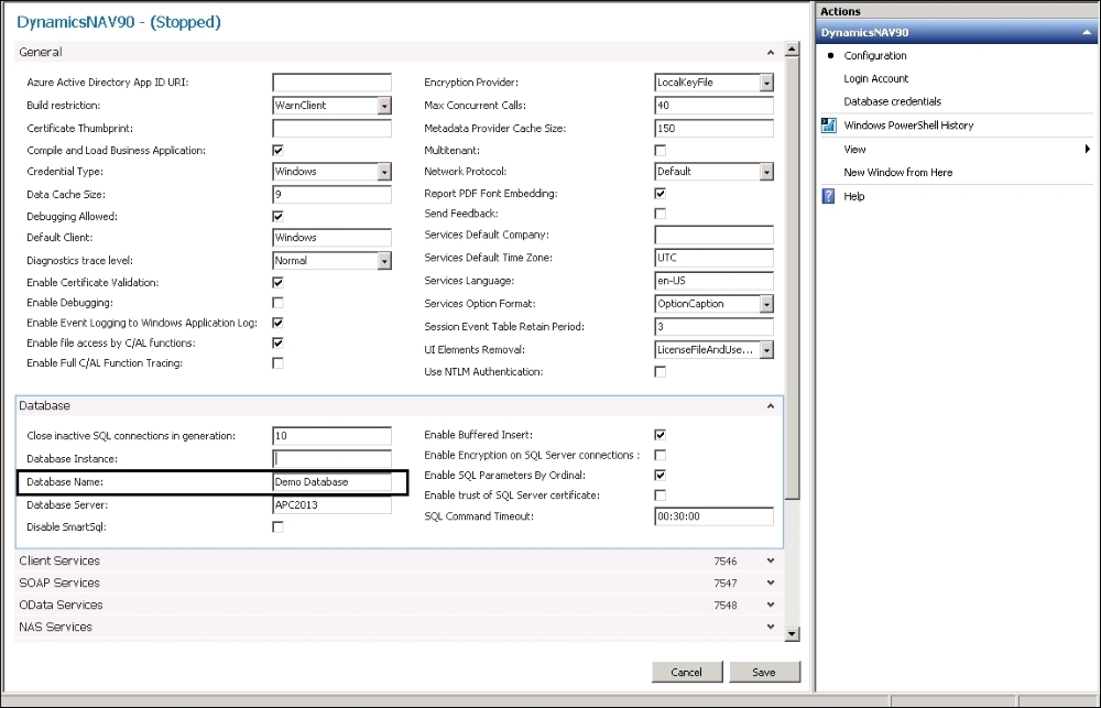 Connecting the Dynamics NAV Server