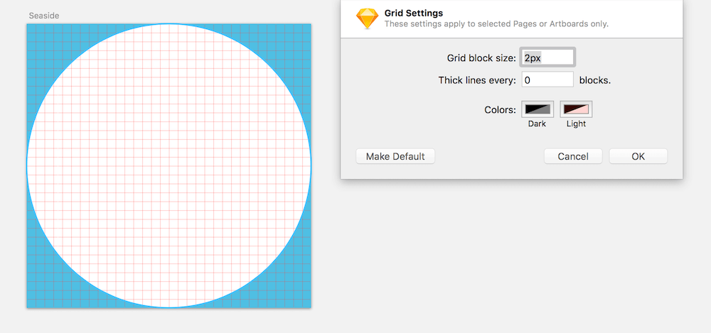 The base for every icon is a circle, which also acts as a mask. A 2-pixel grid makes sure that all elements are placed on full pixels.