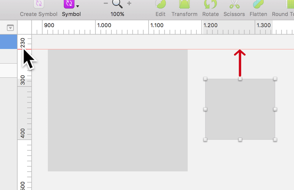 Hover over the ruler to show a preview of the guide and align the layer to it with the arrow keys.