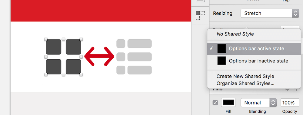 Swap the layer styles of the two icons.