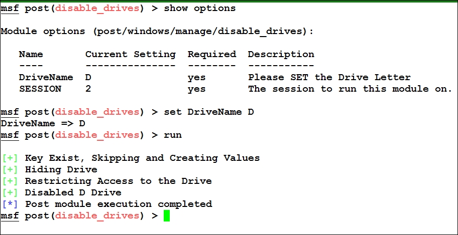 Writing a drive disabler post exploitation module