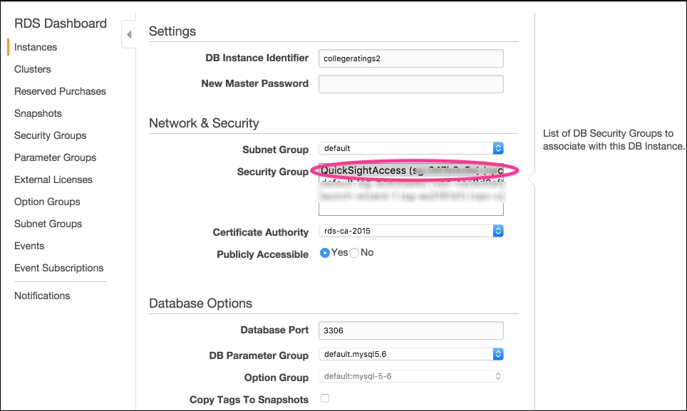 Authorizing connections to RDS instances