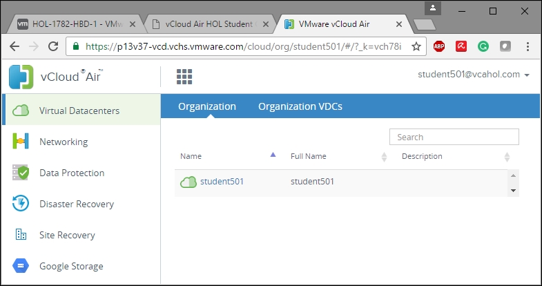 Connecting to vCloud Air servers and vCloud Director servers