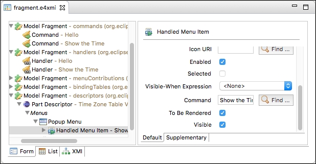 Time for action – contributing commands to pop-up menus