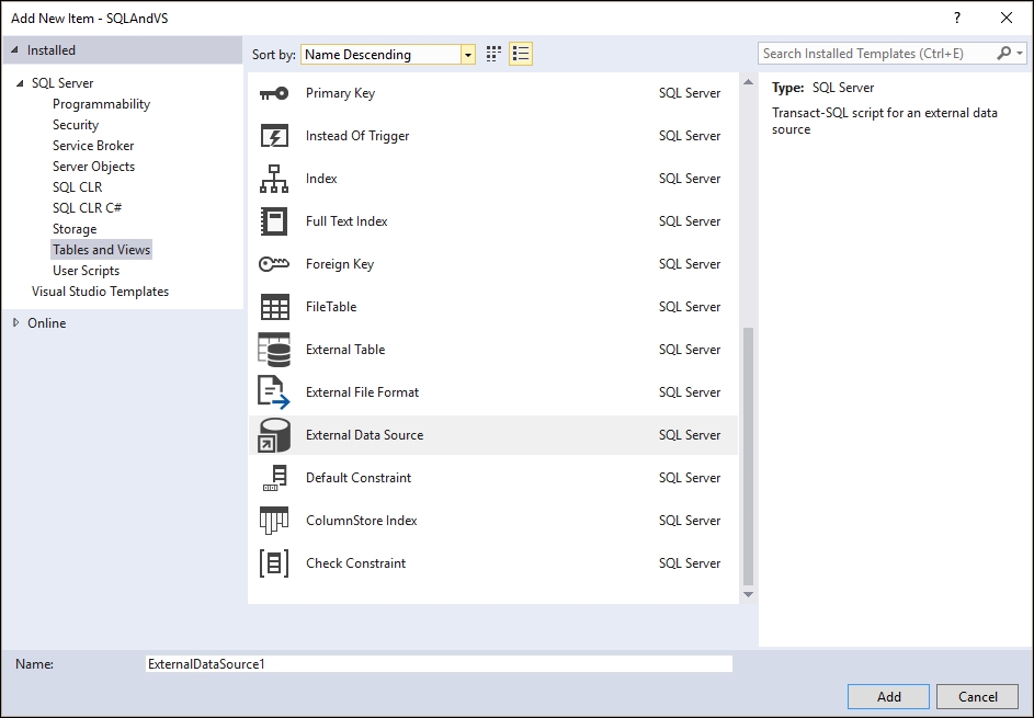 SQL Server from Visual Studio