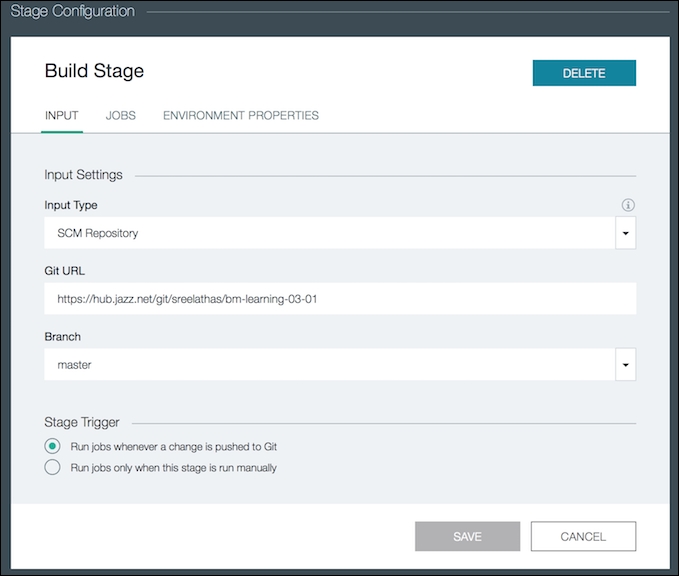 Configuring continuous delivery for your application