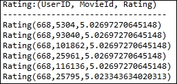 Movie recommendation using Spark MLlib