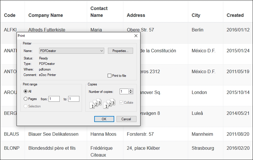 The copy and print buttons extension