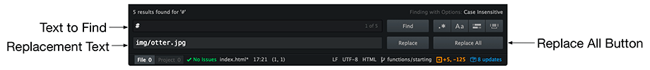 Using Atom’s find-and-replace feature