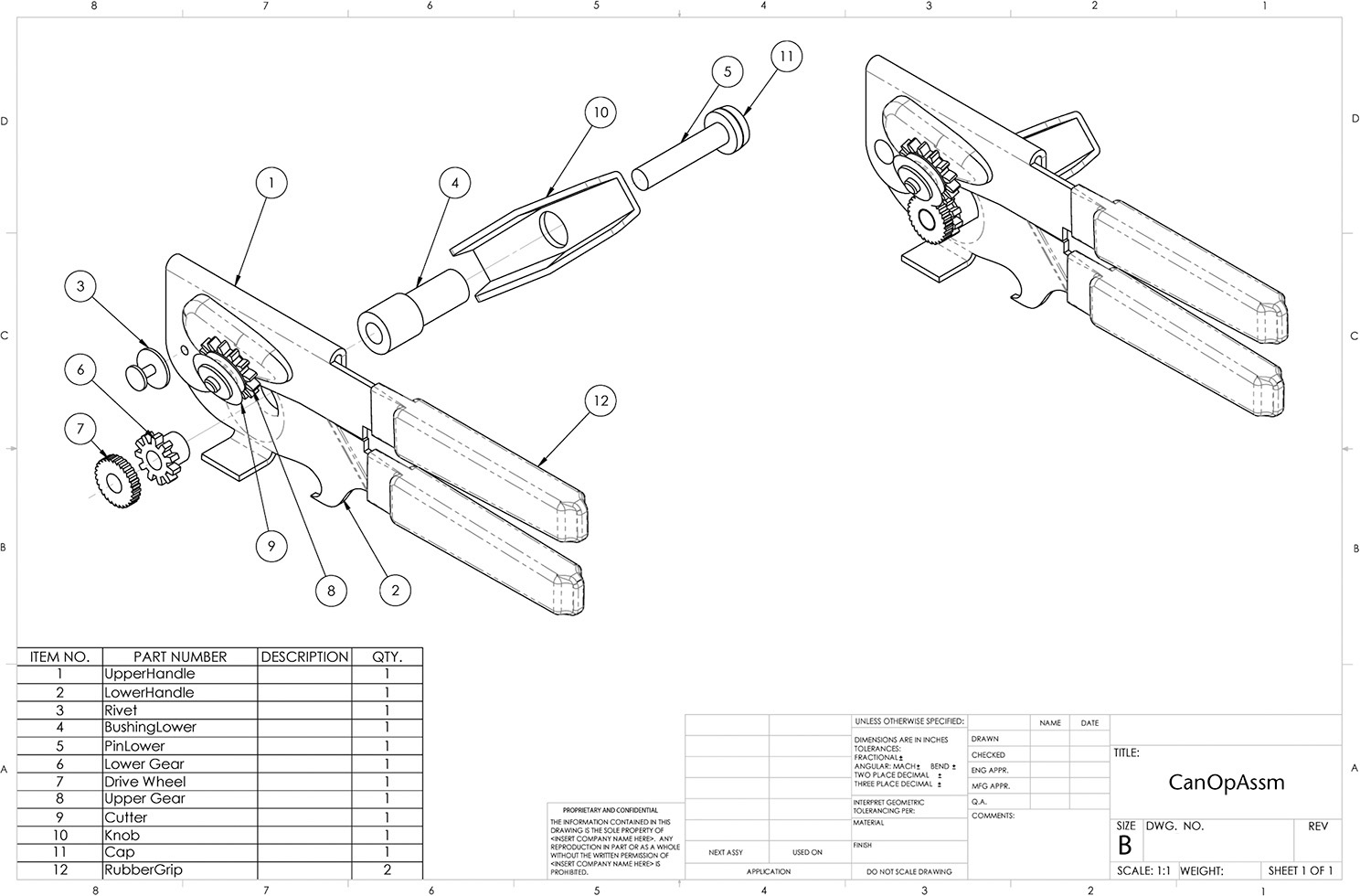 Figure depicts the assembly drawing of a new pistol-grip design.