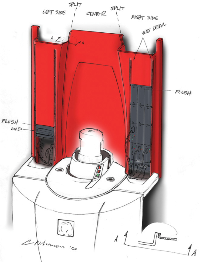 Shaded sketch displaying Details of Wire Placement of a toilet flush.