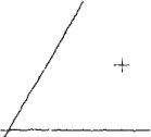 An inclined line and a horizontal line intersects approximately at 30-degree angle. The center of the arc is marked.