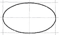 A lightly sketched rectangle with center lines. Tangent arcs are drawn at the midpoint of each side. The arcs are darkened to form a circle.
