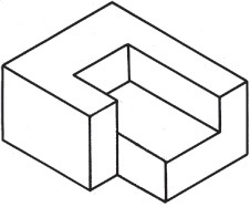 Isometric drawing of a box with final lines darkened.